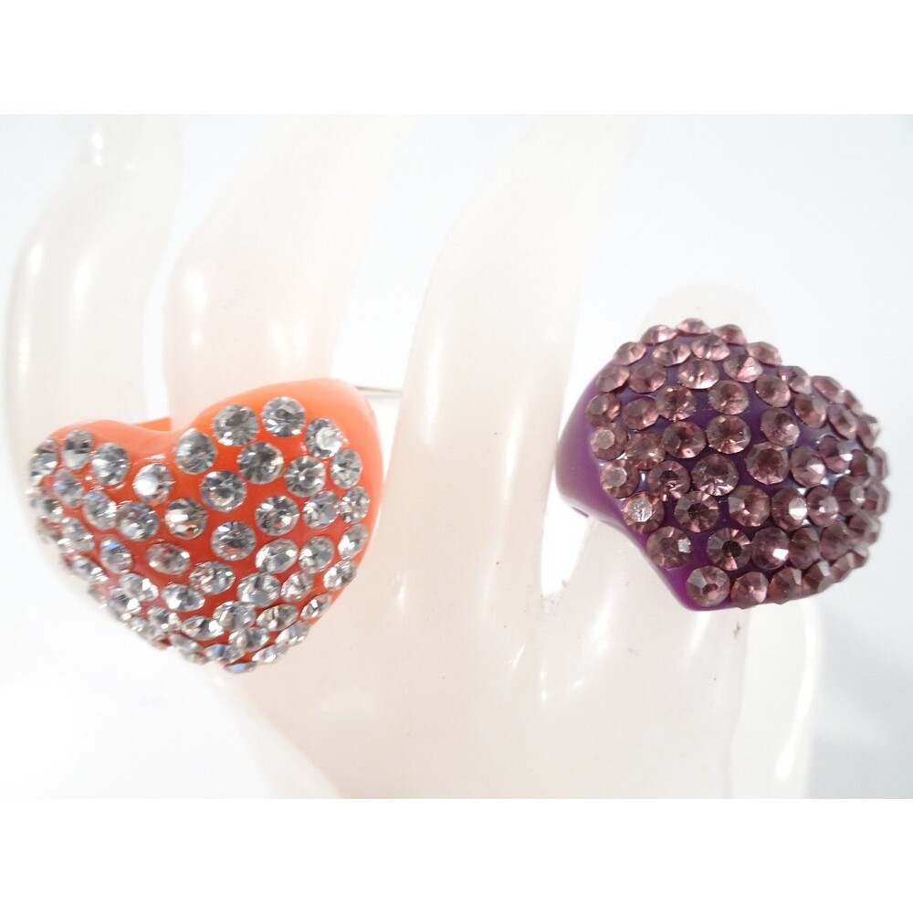 American Eagle Outfitters AEO Pink and Purple Stone Heart Ring 6 NWT 19.00 set 2